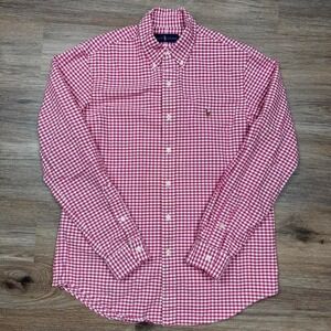 polo ralph lauren pink plaid checkered long sleeve button up shirt